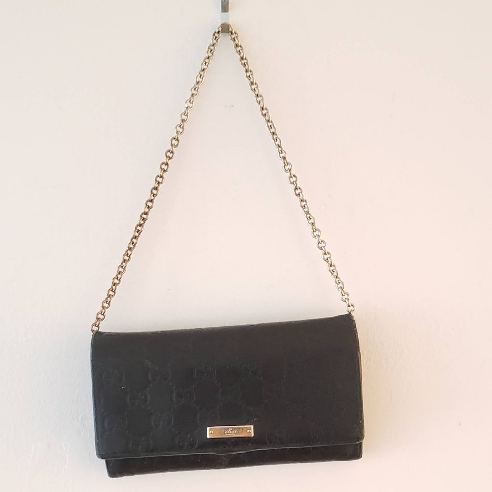 Gucci Chain Wallet Guccissima Leather Wristlet